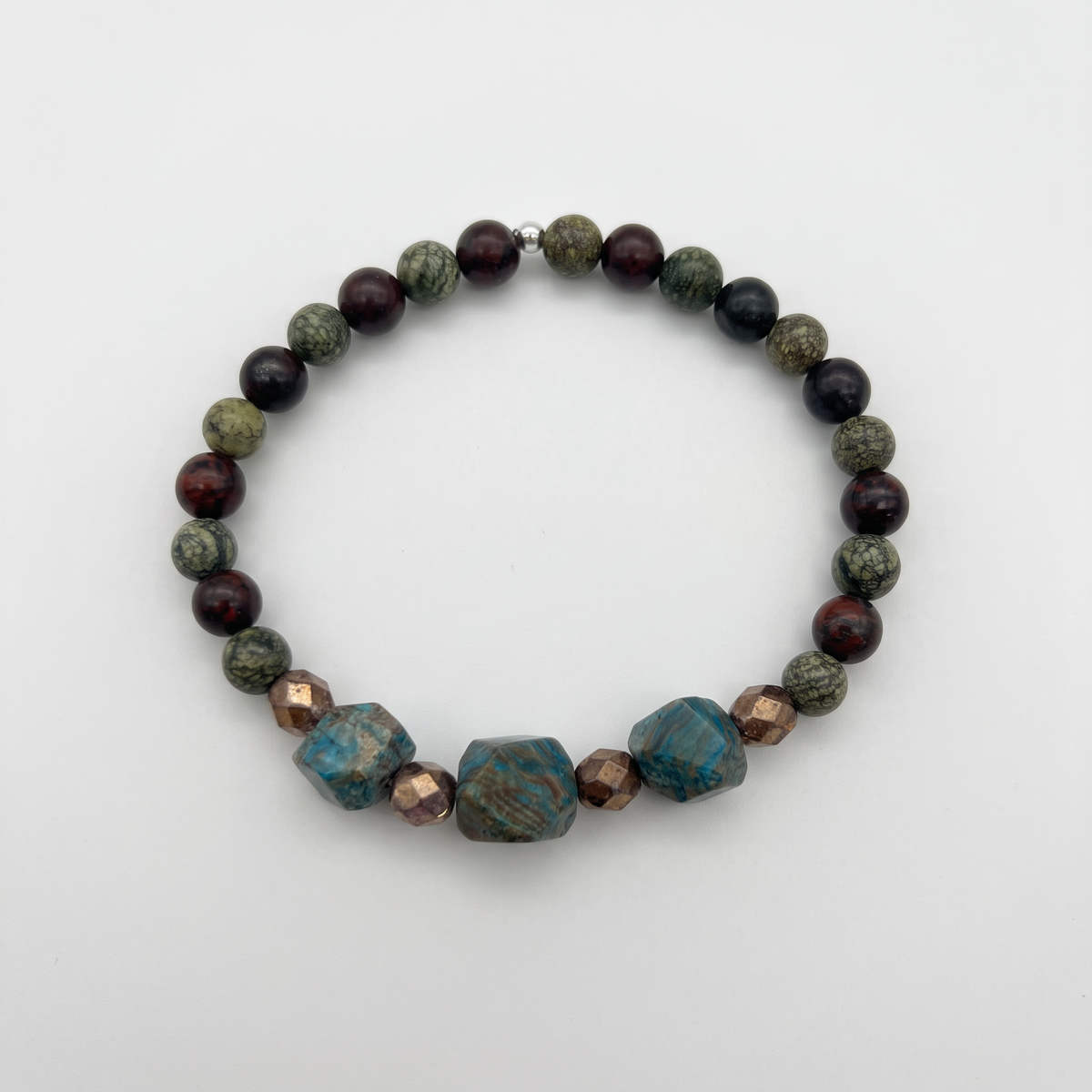ST2012BL Serpentine and  Jasper Bracelet 7"