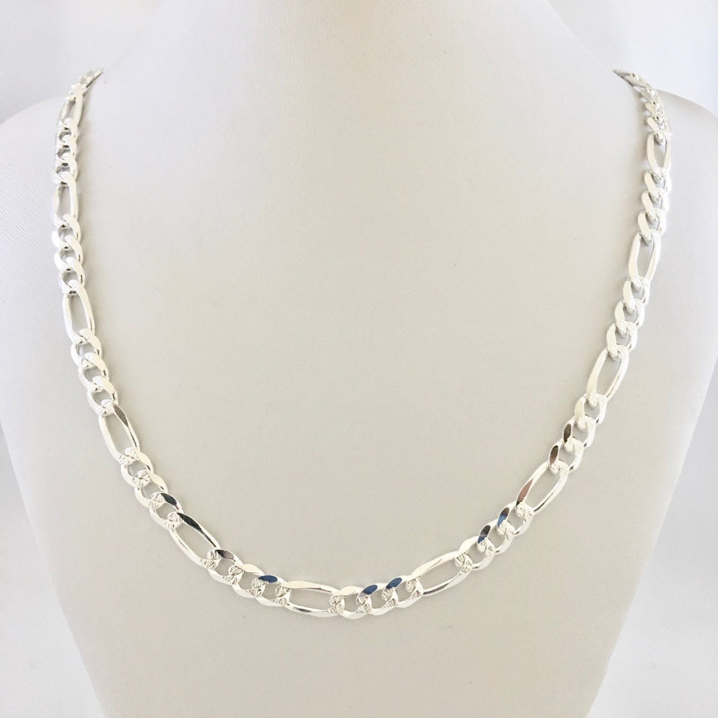 S1239 Super Flat Figaro Pave Chain 5.6mm. X 20"