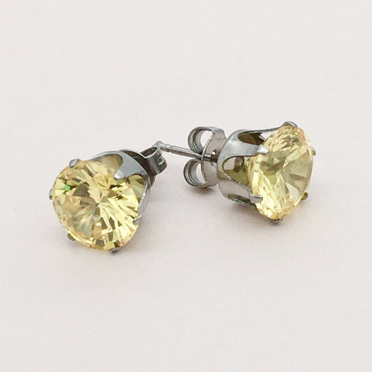 SS1314 Yellow Post Earrings 8mm.