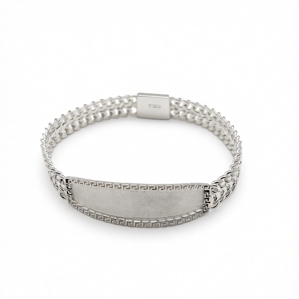 S1942BL Double Curb ID Bracelet 8mm. X 7.5"