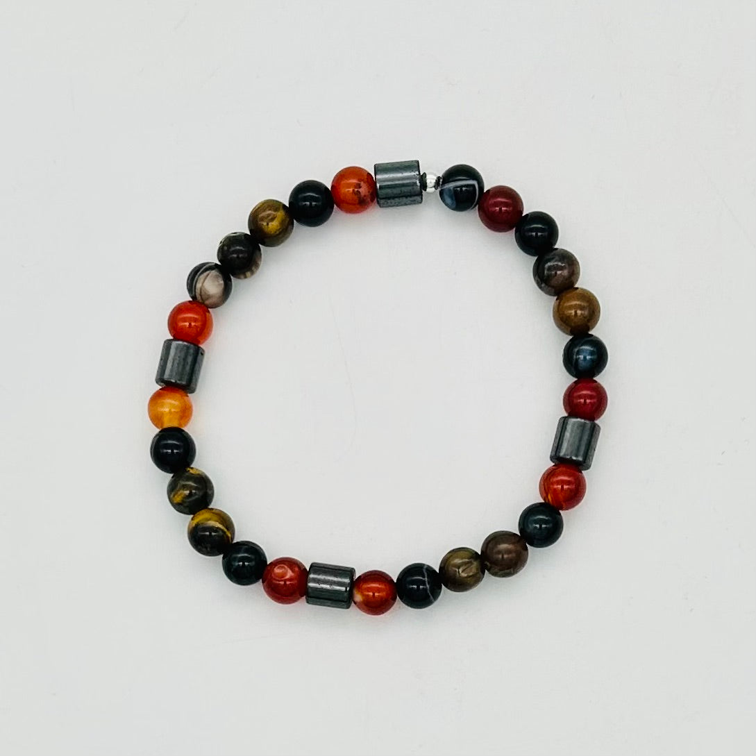 ST1972 Agate, hemalyke And Tiger Eye Bracelet 7"