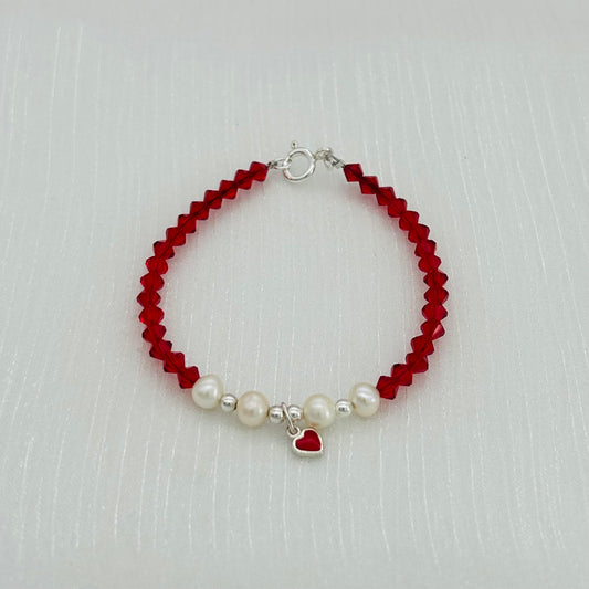 C1481 Red Heart Bracelet 7"