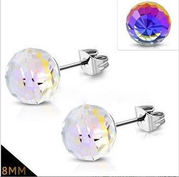 SS966 Aurora Stud Earrings 8mm.