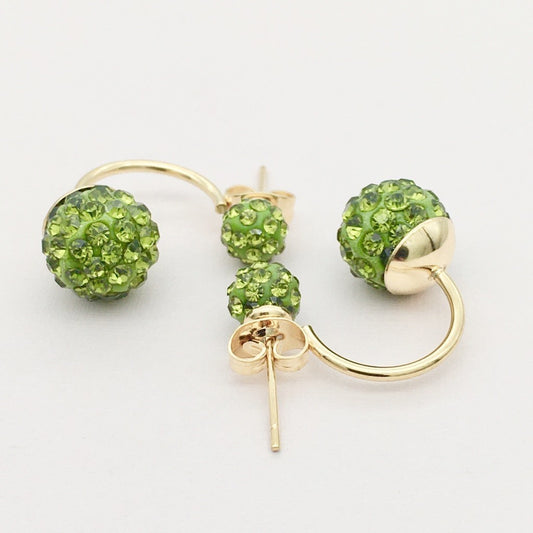 SS928ER Gold Plated  Green Telephone Earrings
