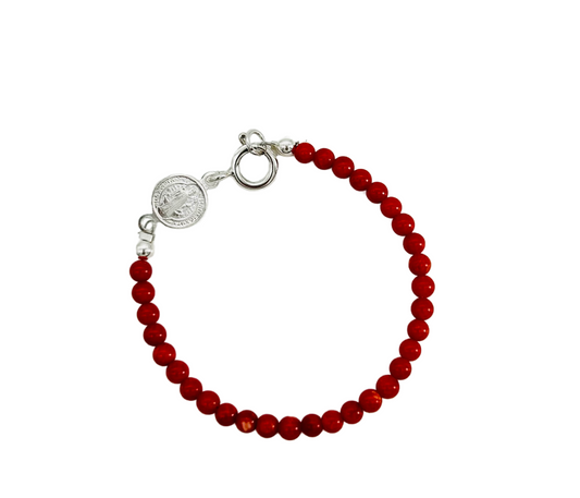 ST1971 Dyed Red Bamboo Coral Bracelet 7.5"