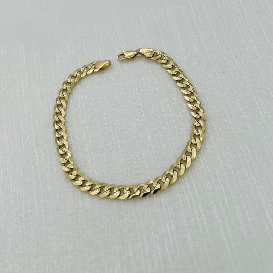 G380BL 14K Gold Curb Pave Bracelet 6.5.. X 9"