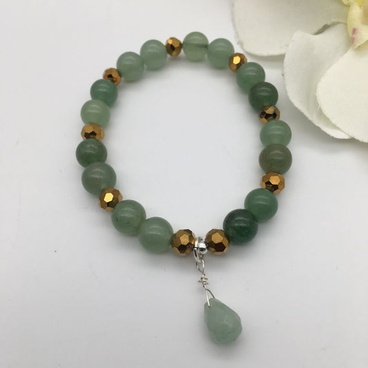 ST1387BL Green Aventurine Bracelet 7"