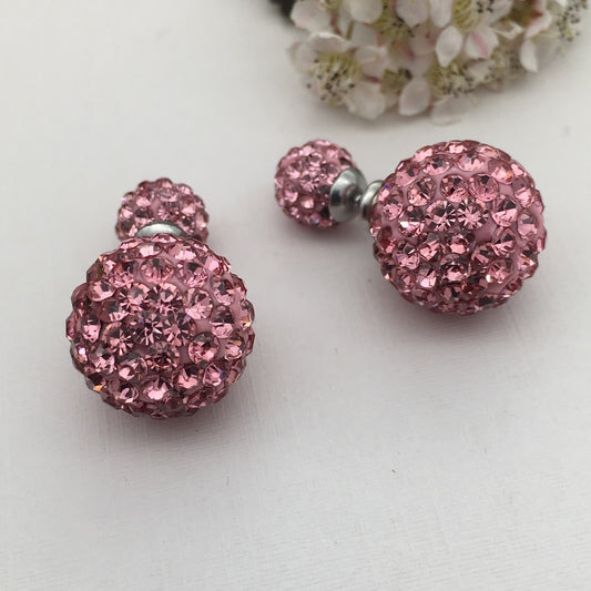 SS975ER Pink Earrings 8mm & 14mm.