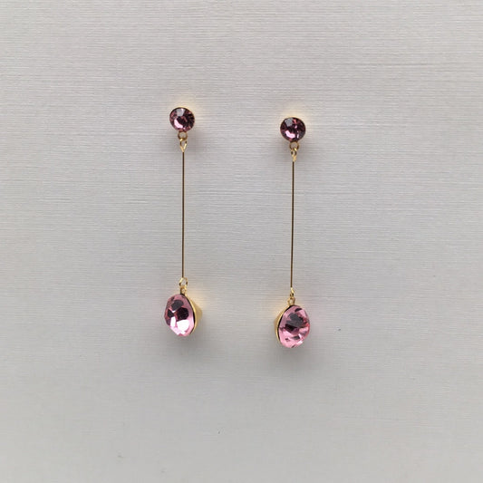 SS955ER Gold Plated Pink Earrings