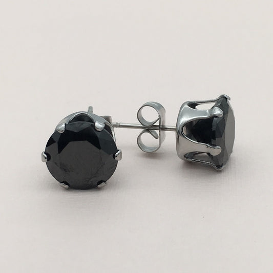 SS1314ER Black Post Earrings 8mm