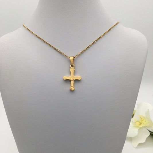 SS1417 Gold Plated Cross Necklace 18"