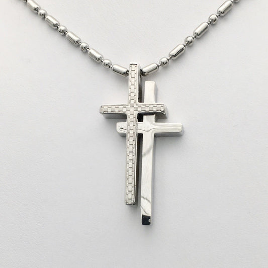 SS1161NL Double Cross Necklace 18"