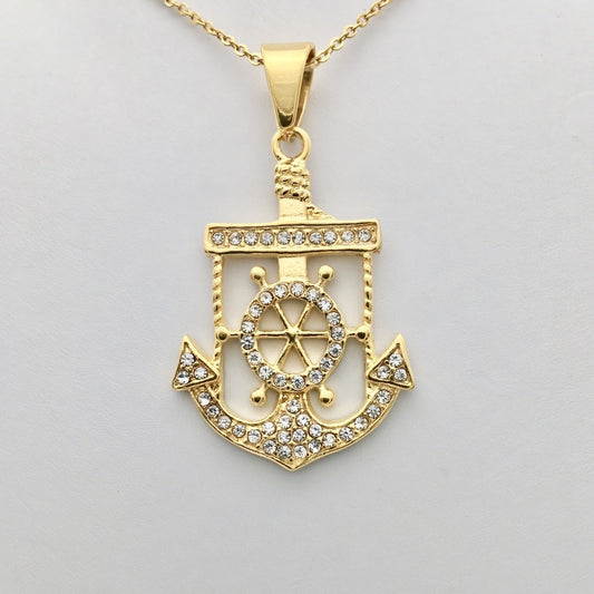 SS1249NL Gold Plated Anchor Necklace  26"