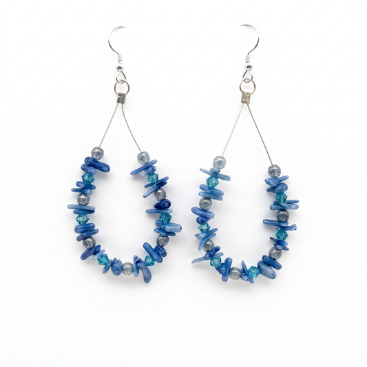 ST1992ER Blue Dyed Bamboo Coral Earrings