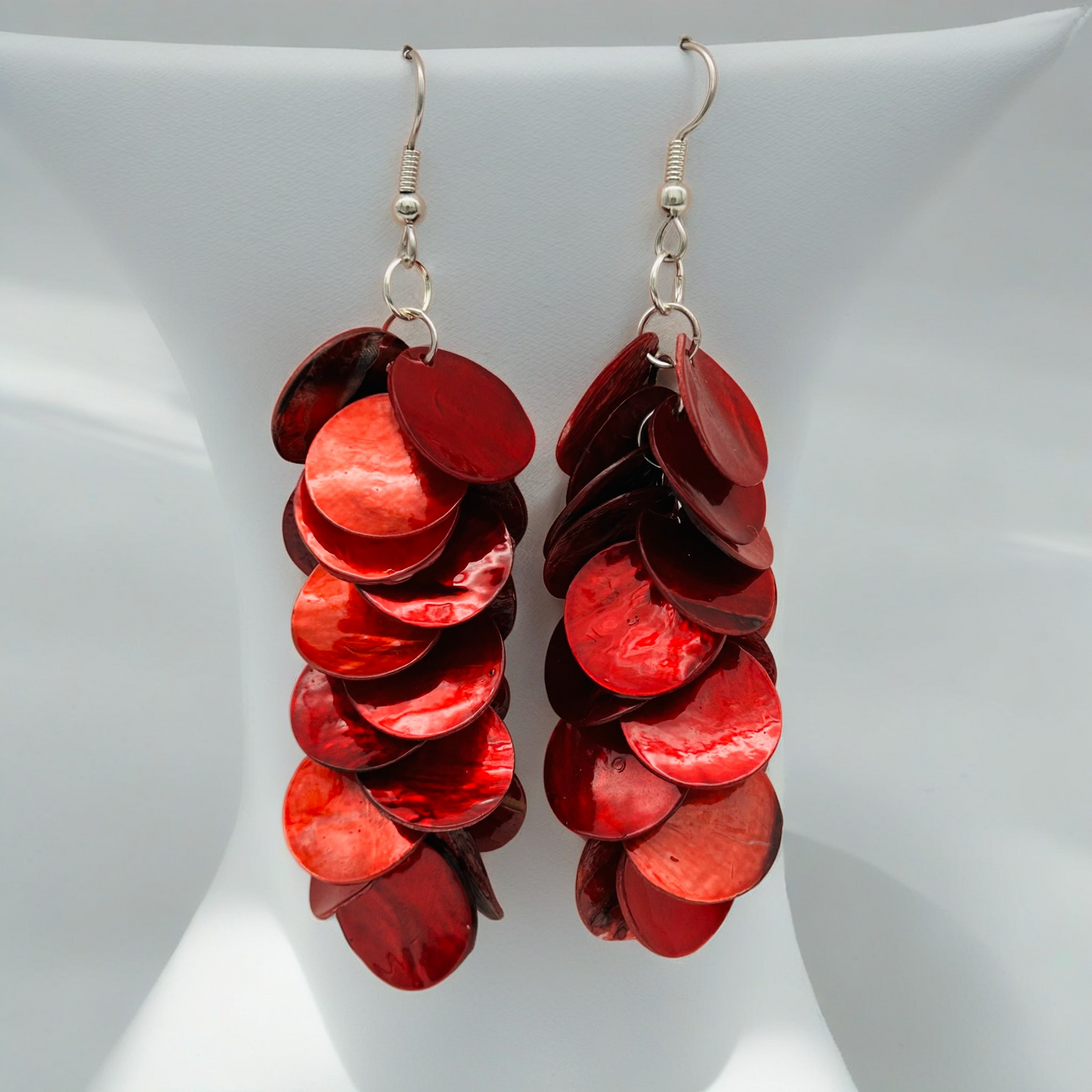 F452 Dyed Red Shell Earrings