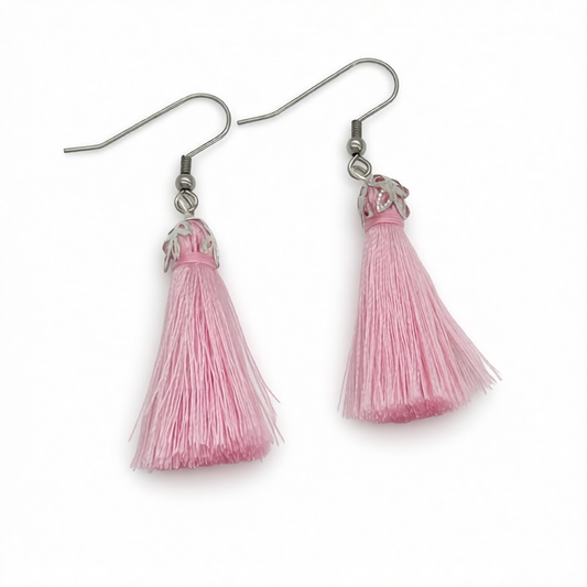 F469ER Pink Tassels Earrings