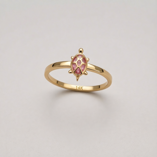 14KG497 Pink Turtle Ring #7