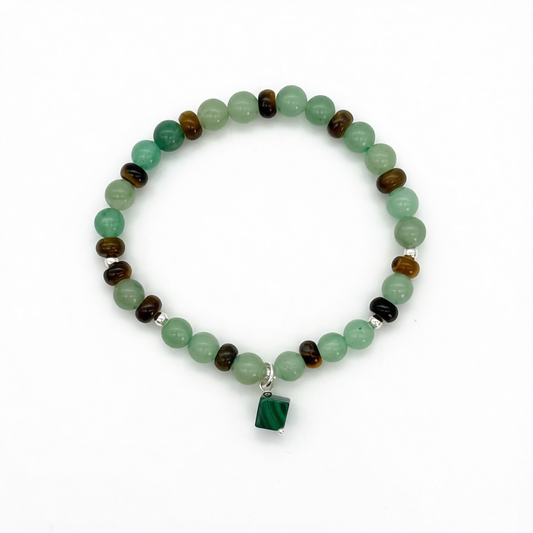ST1996 Green Aventurine And Tiger Eye Bracelet  7"