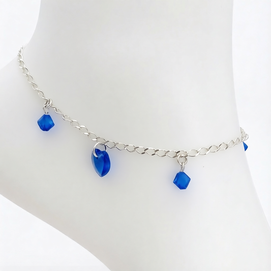 C1268 SW Anklet Sapphire 10"