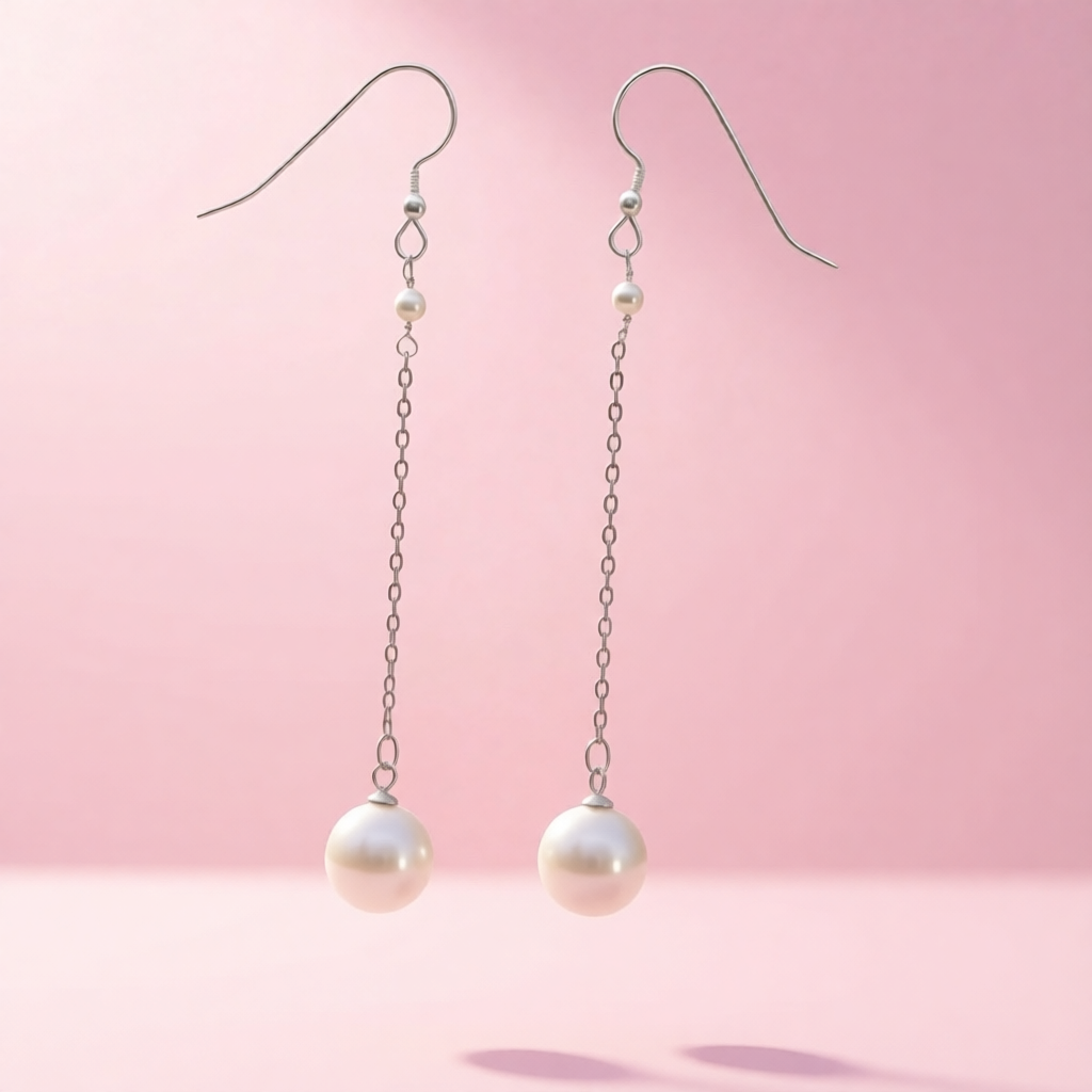 C1502 Pearl Earrings 3" Long