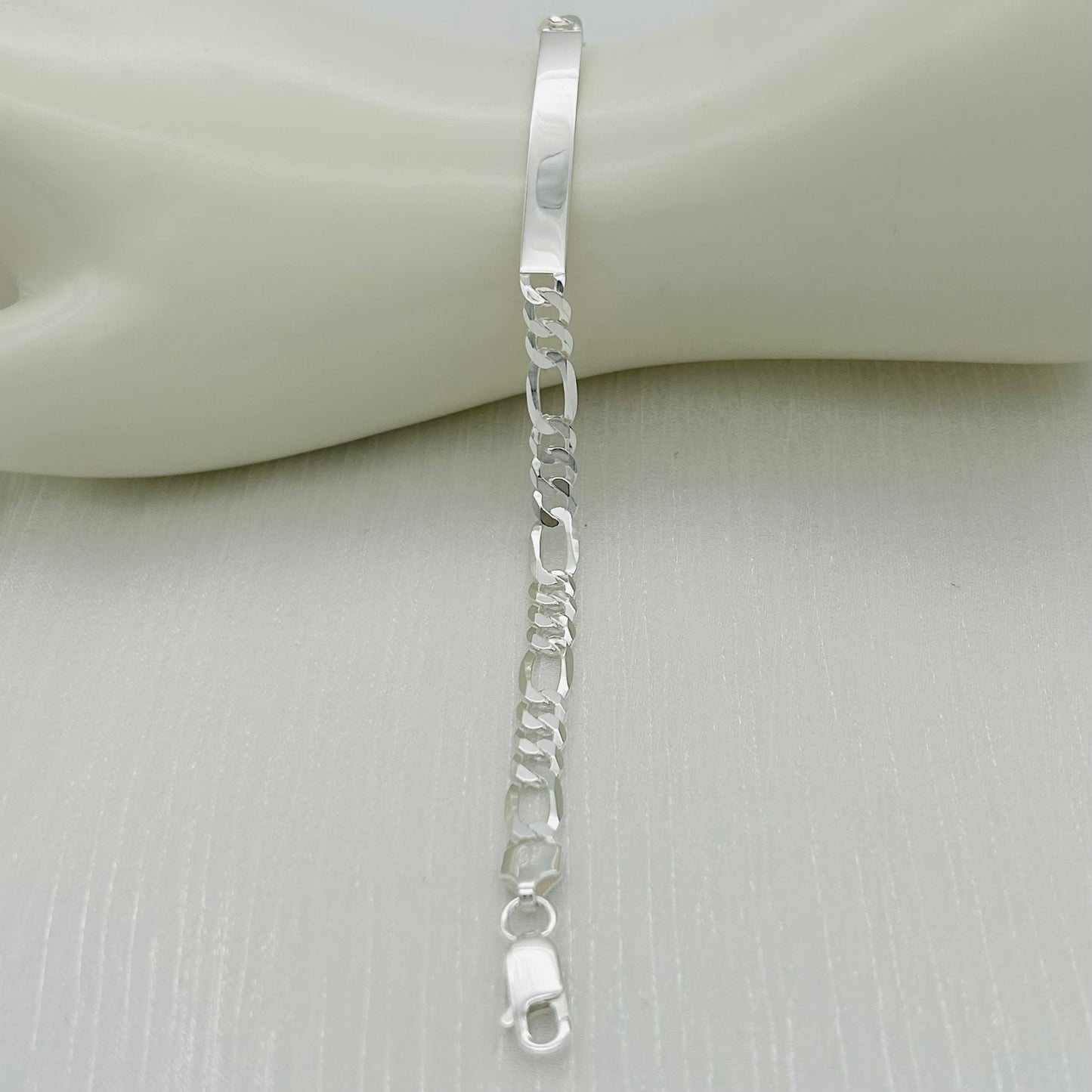 S1911BL Super Flat Figaro ID Bracelet 5.3mm. X 9"