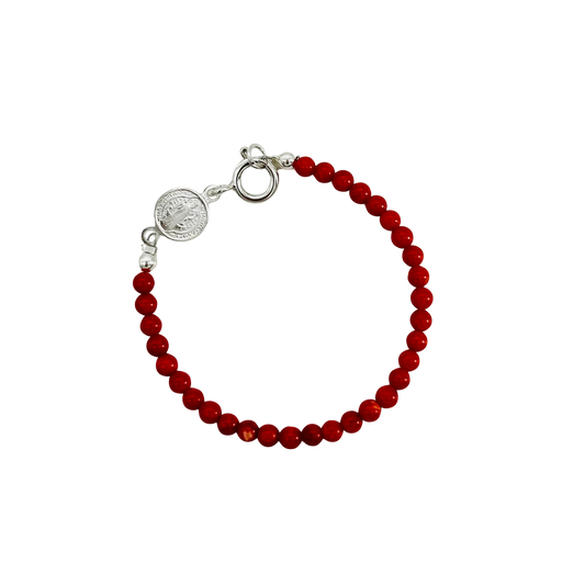 CH998 Dyed Red Bamboo Coral Bracelet 6"