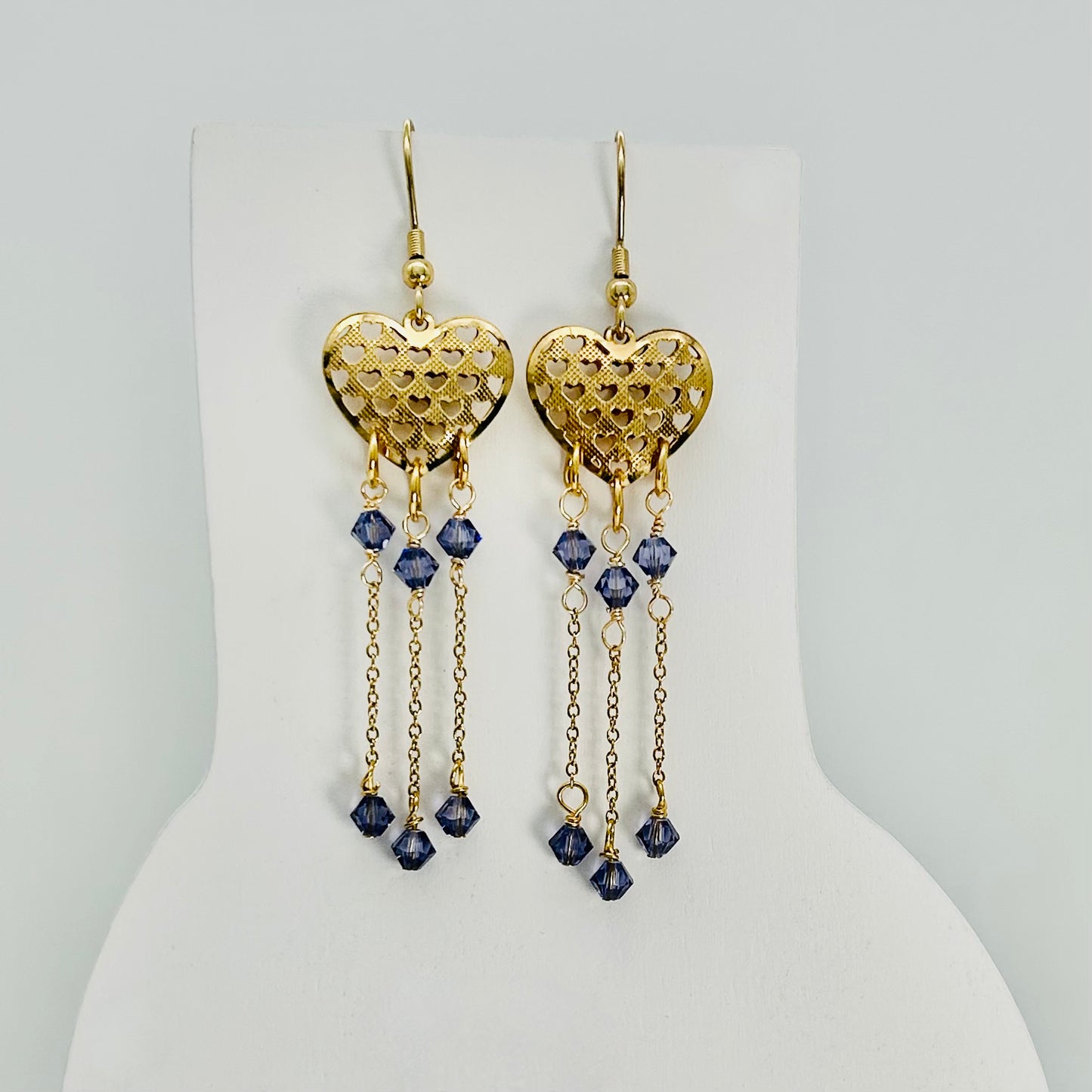 SS1591GP Heart Earrings 3" long