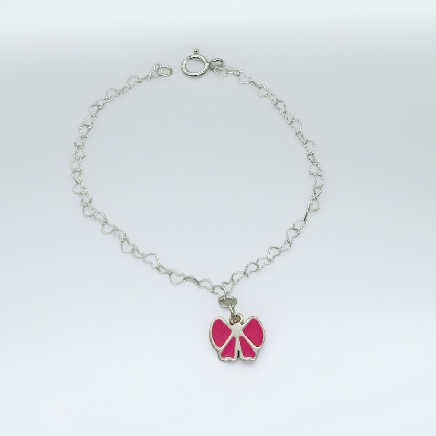 S1885 Hearts Chain Bracelet with Bow 7"