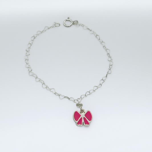 S1885 Hearts Chain Bracelet with Bow 7"