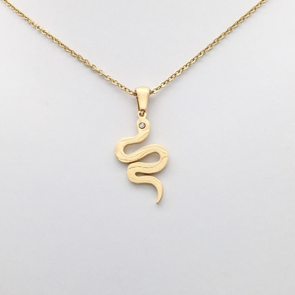 SS1339NL Gold Plated Snake Necklace  18"