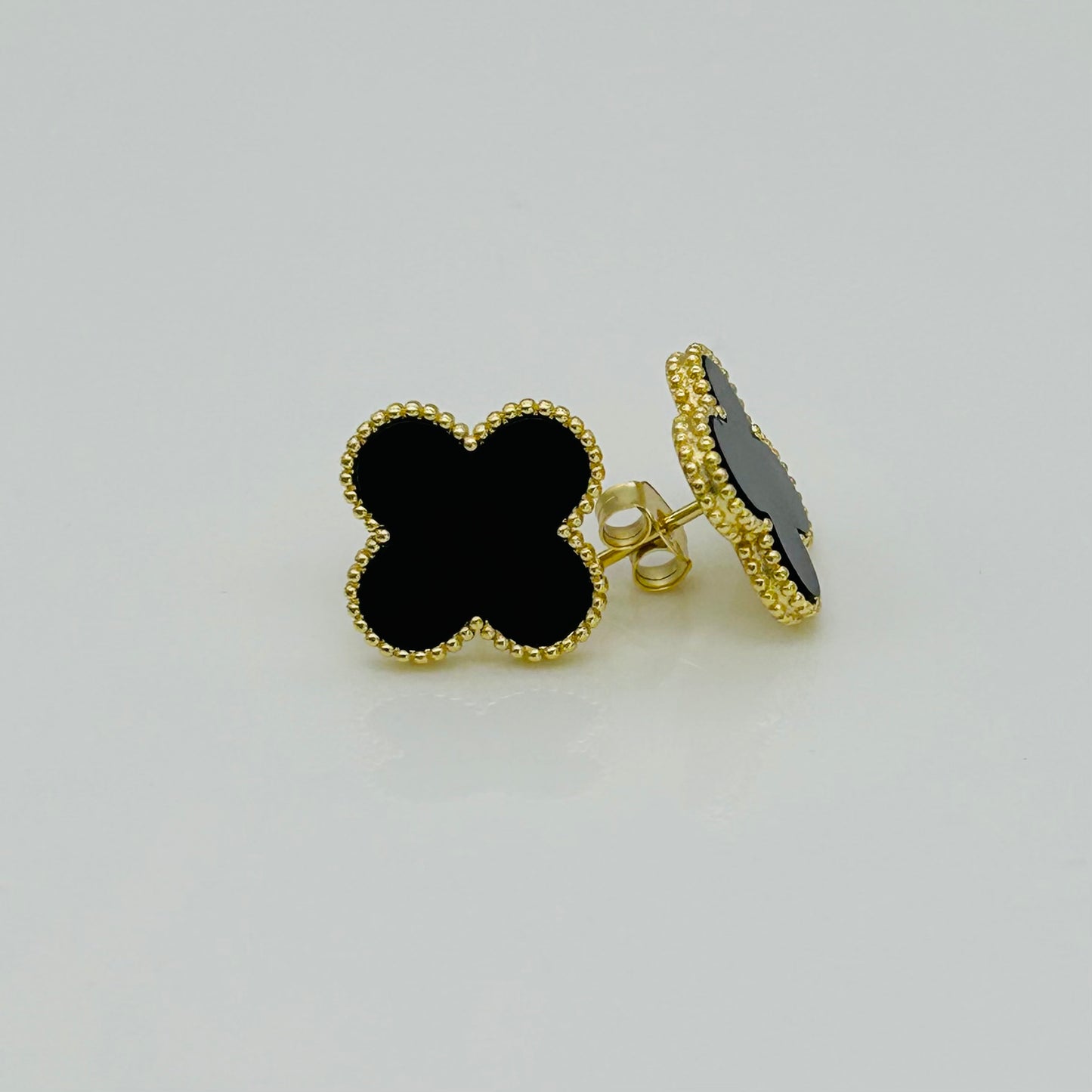 S1873 Gold Plated Clover Earrings 13mm.