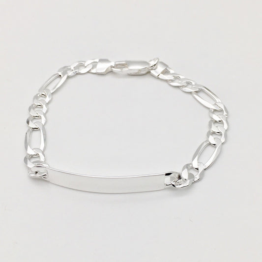 S1463 Flat Figaro ID Bracelet 7mm. X 8.5"