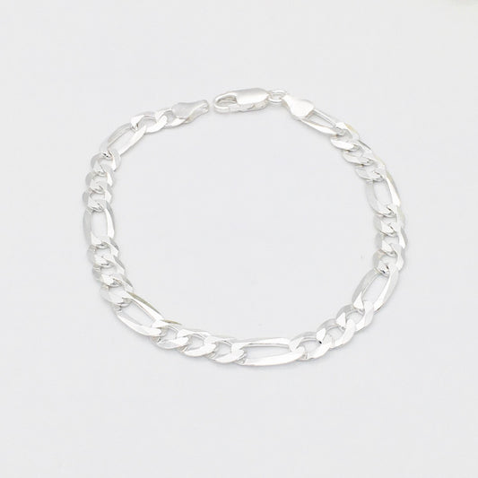 S1424BL Super Flat Figaro Bracelet 7mm. X 8"