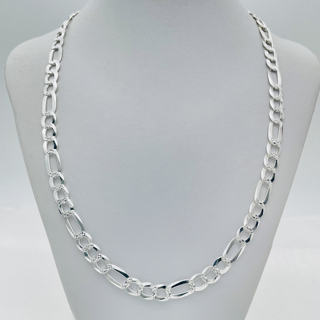 S1769CH Flat Figaro Pave Chain 7mm. X 24"