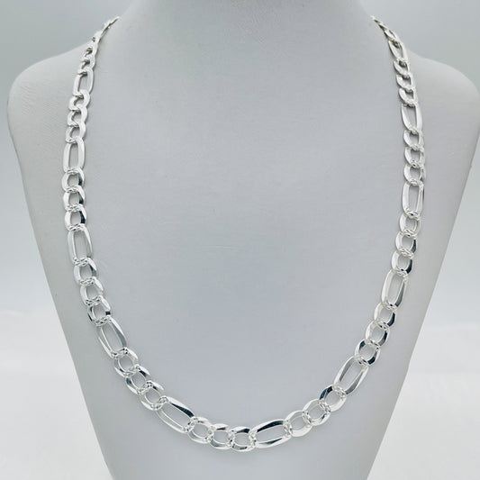 S1769CH Flat Figaro Pave Chain 7mm. X 24"