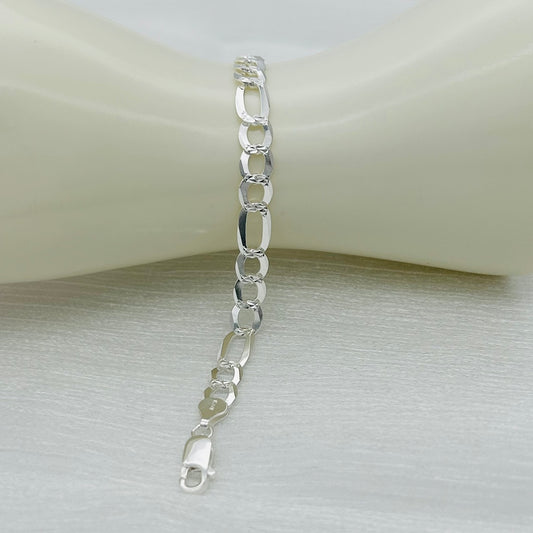 S1779BL Super Flat Figaro pave Bracelet  4.5mm. X 7"