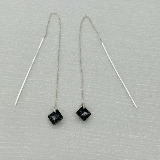 C1092SW Black Thread Earrings