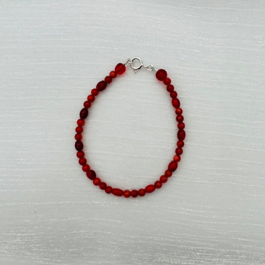 ST1445BL Red Dyed Bamboo Coral Bracelet 7.5"