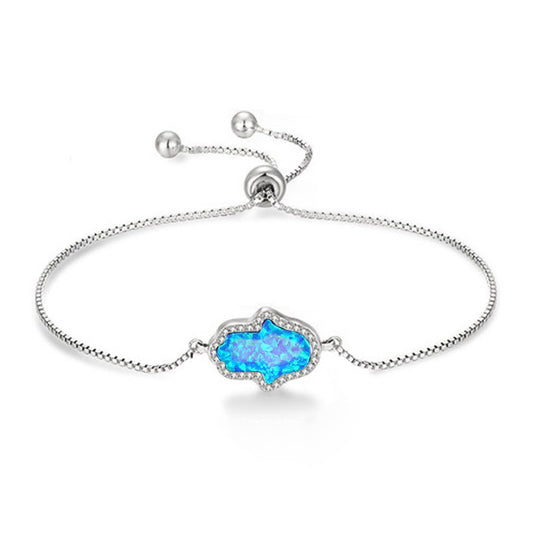 ST1884BL Hamsa Blue Opal Adjustable