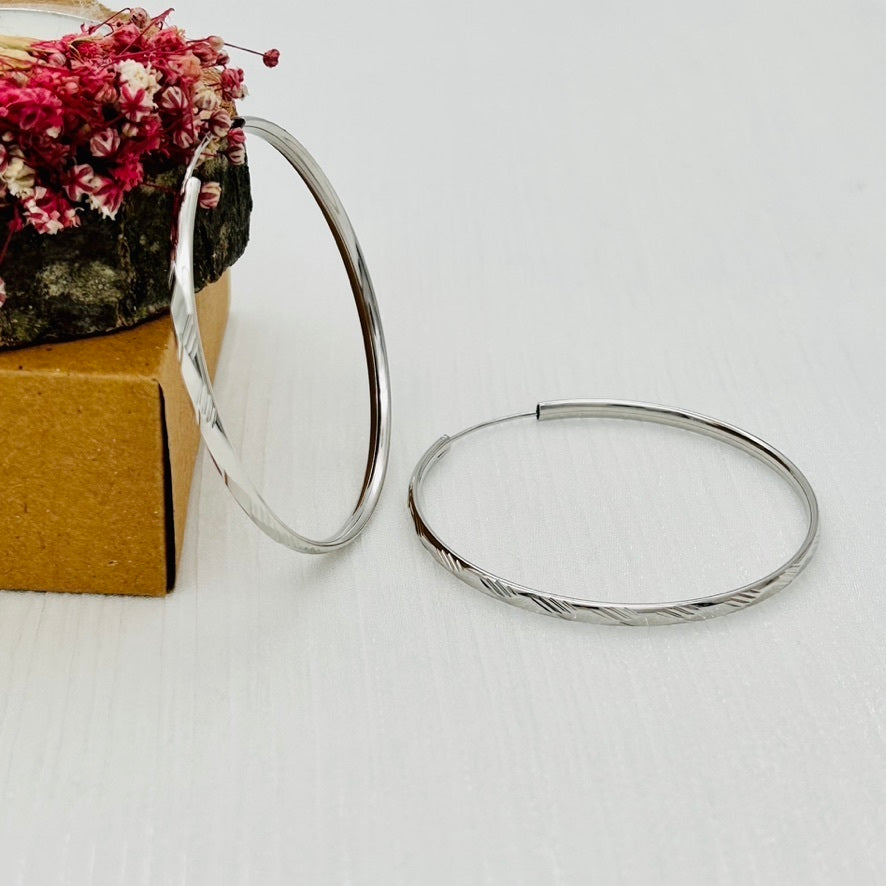 S1798 Hoop Earrings  3mm. X 50mm.