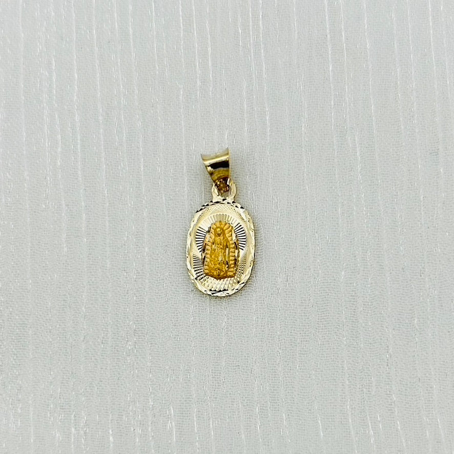 G332P 14K Gold Virgin Mary Pendant 20mm. X 10mm.