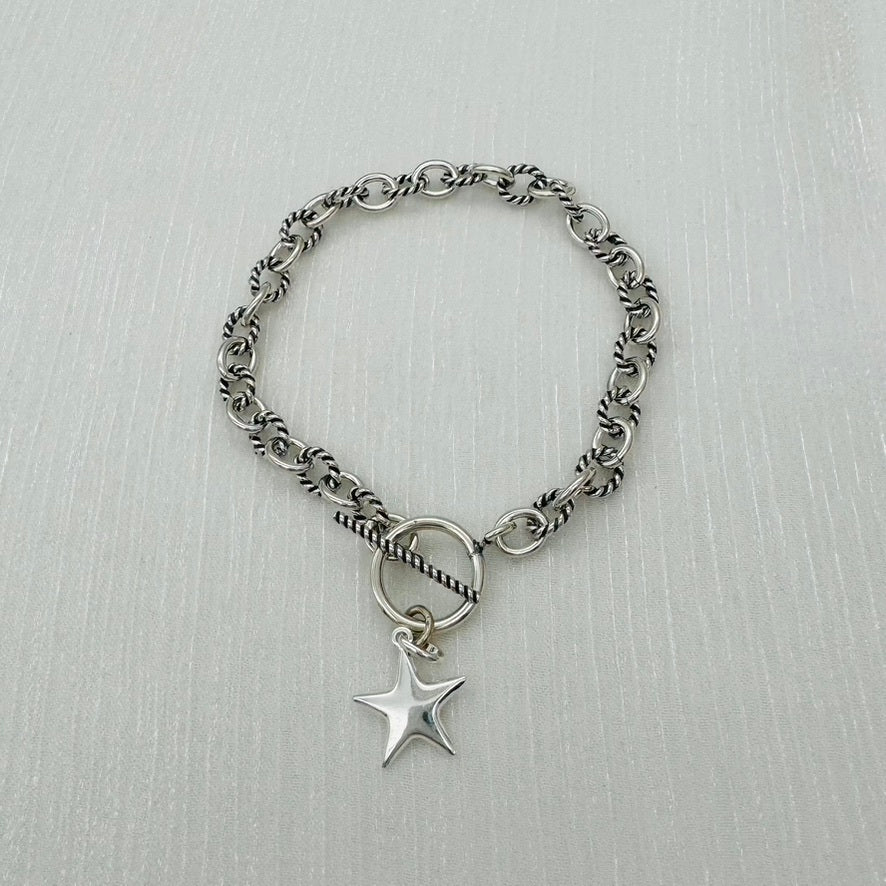 S1540BL Oval Cable With Star Bracelet 8"