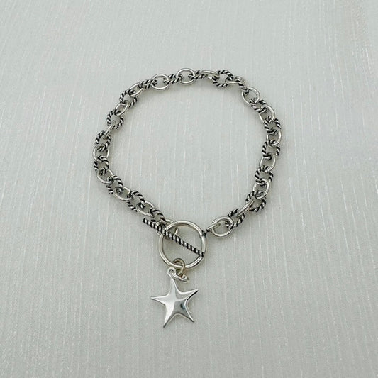 S1540BL Oval Cable With Star Bracelet 8"
