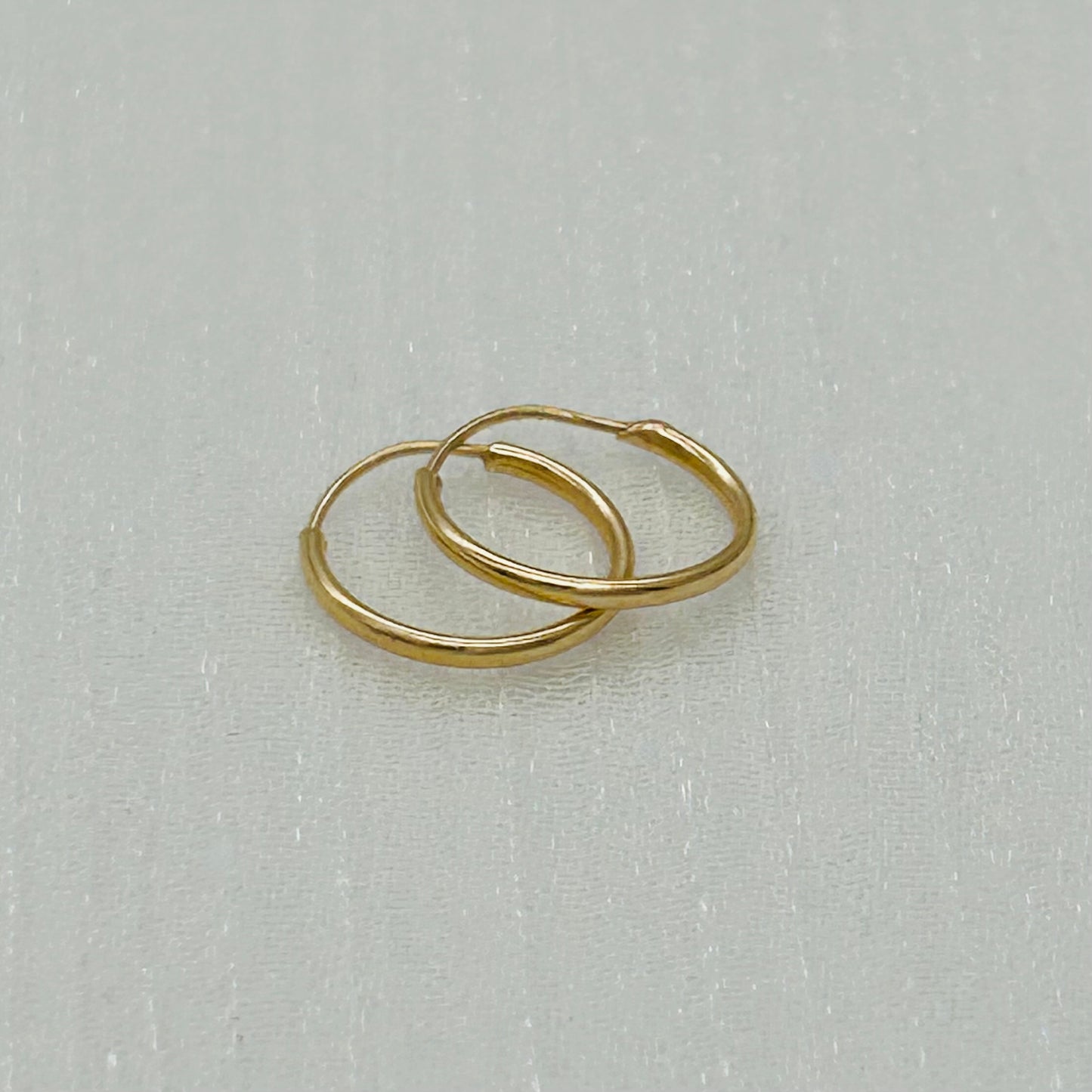 G320 14K Gold Hoop Earrings  1.2mm. X 11mm.