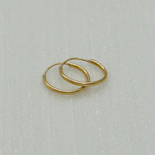G320 14K Gold Hoop Earrings  1.2mm. X 11mm.