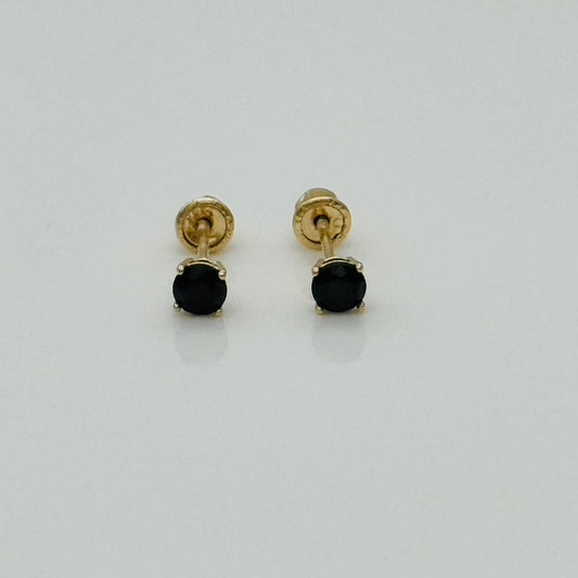 14KG339 Black Round Earrings