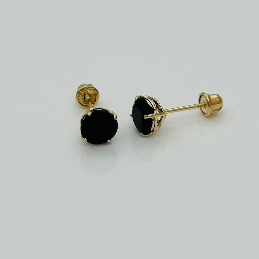 14KG339 Black Round Earrings