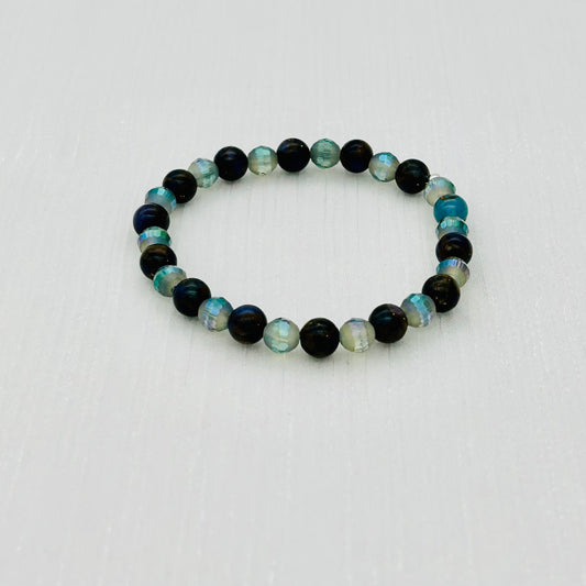 ST1367BL Nepal Agate Bracelet 6.5"