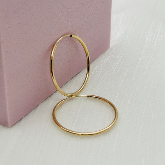 G15 14K Gold Hoop Earrings 1.5mm. X 20mm.